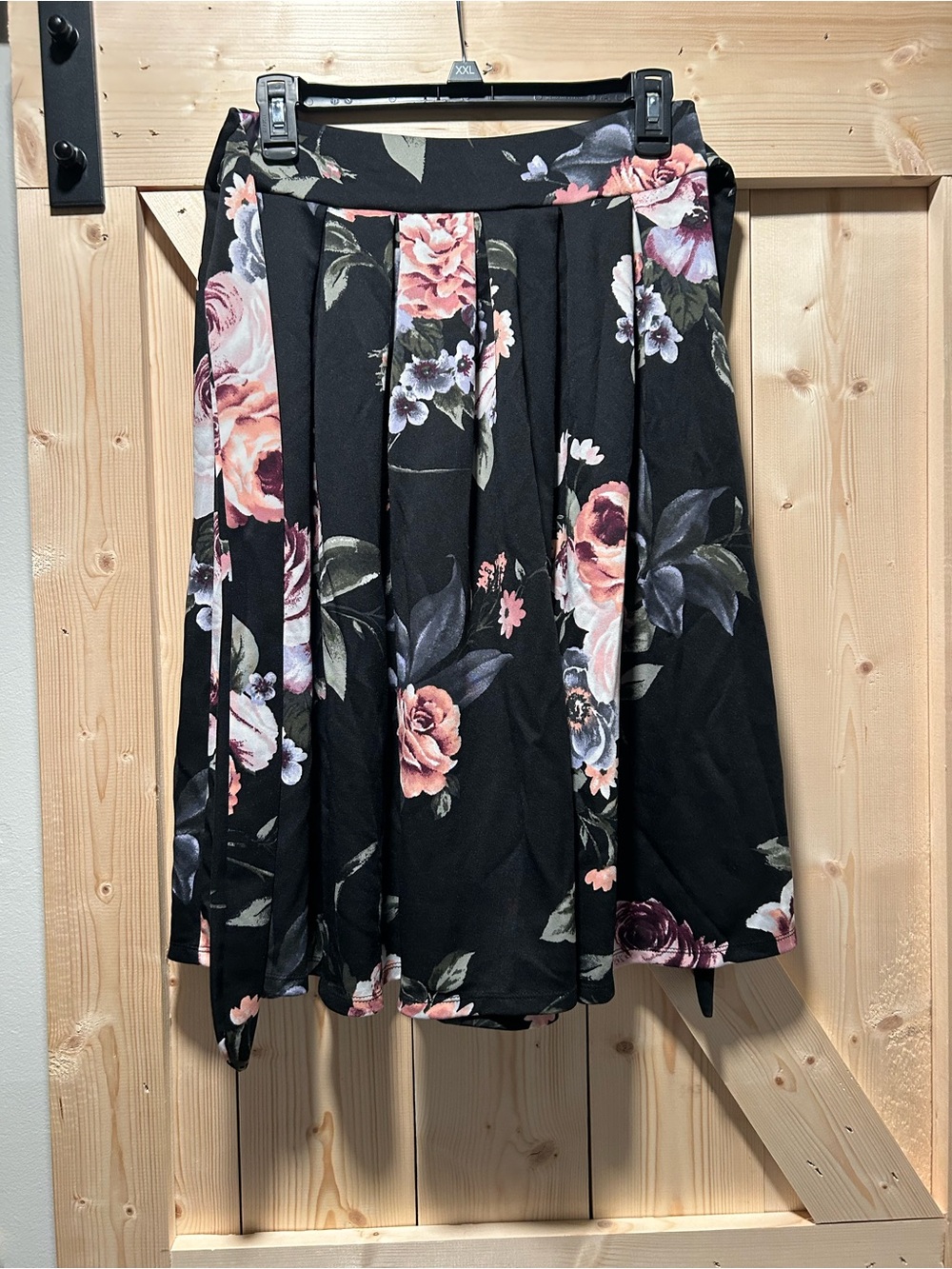 Haute Monde Black Floral Circle Skirt with Pink & Cream Roses
